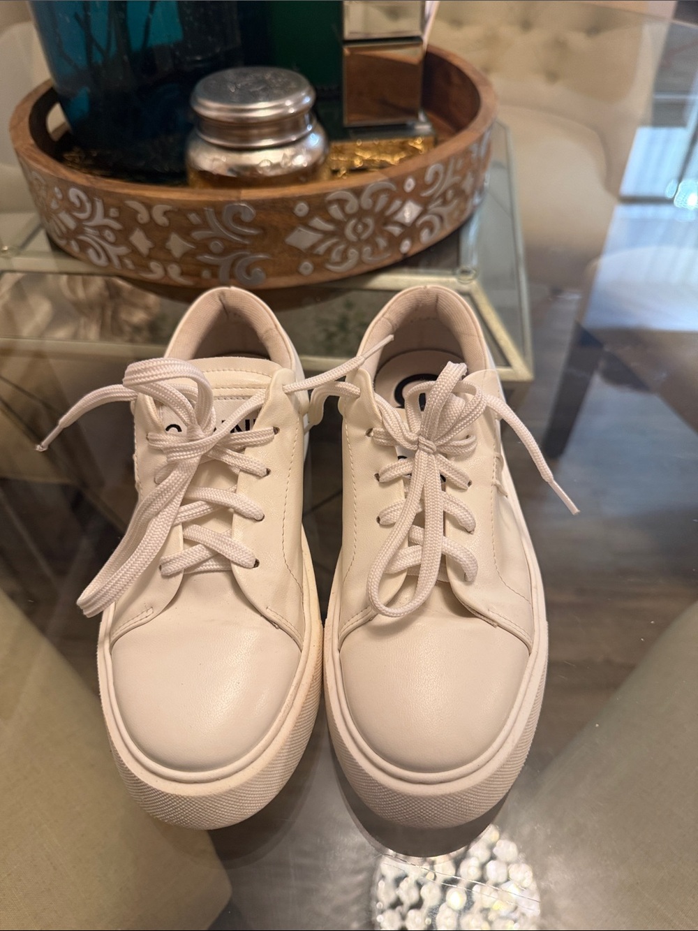 Ganni White Low-Top Leather Sneakers
